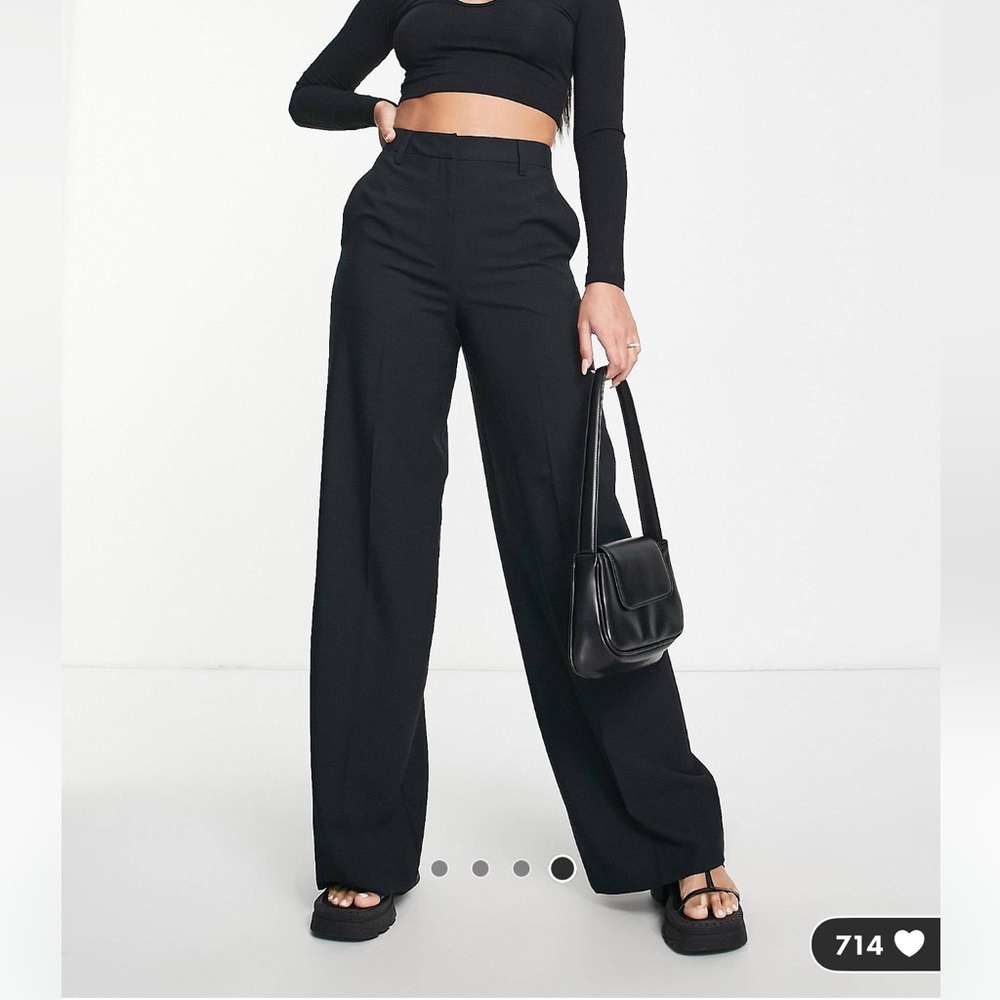 ASOS Black Wide Leg Trousers 14Long